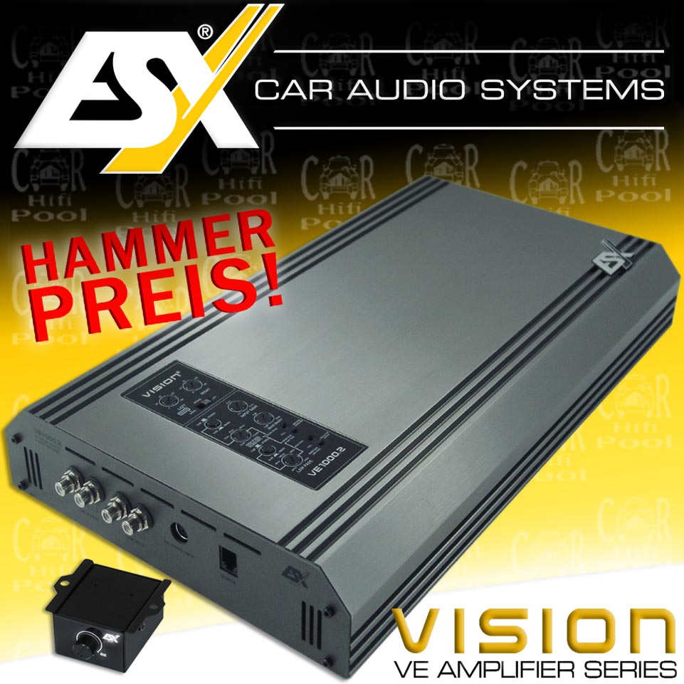 ESX VISION VE 1000.2 - 2 Kanal Kompakt Endstufe 2000 Watt VE1000.2