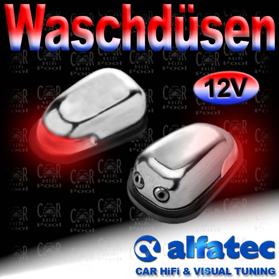 Alfatec B46 LED rot Waschdüsen Spritzdüsen Chrom Look