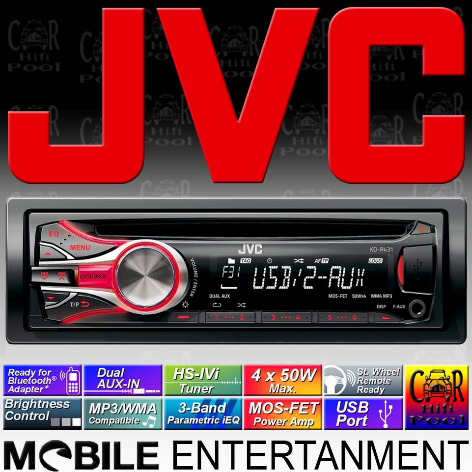 JVC KDR431 Autoradio CD MP3 Tuner USB Receiver 2 AUXIN eBay
