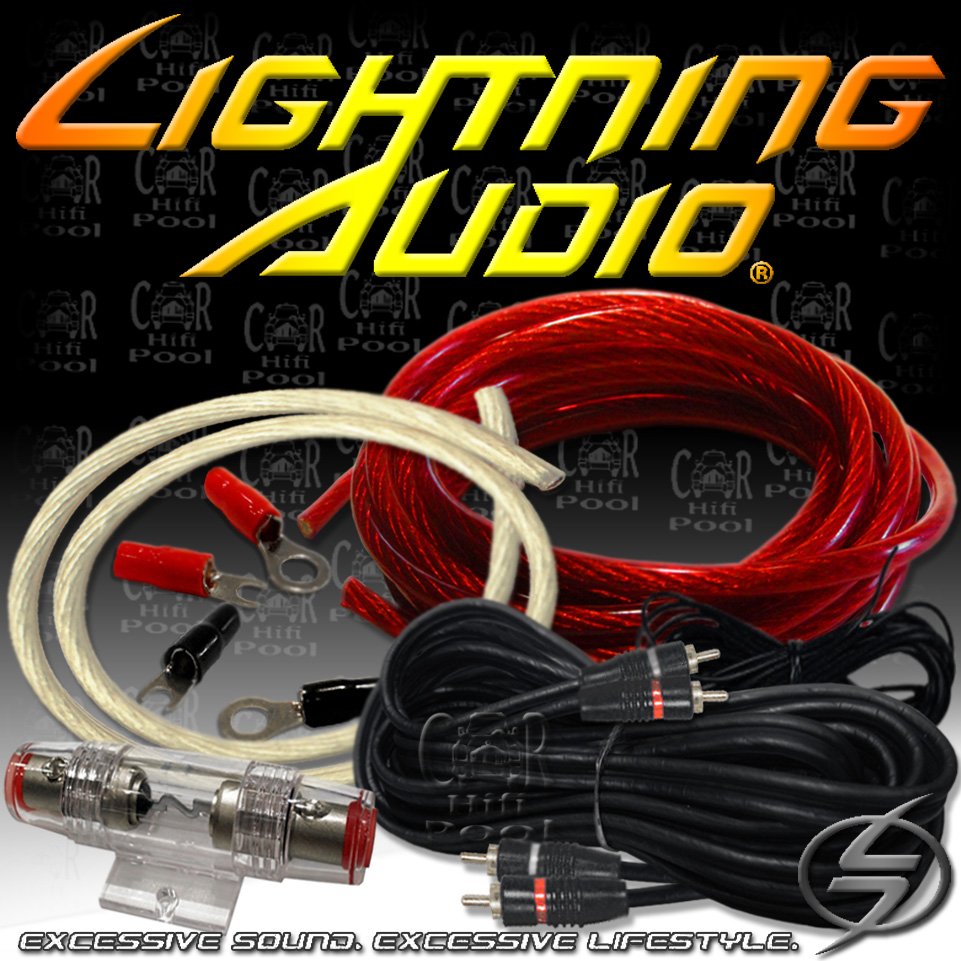 LIGHTNING AUDIO 10mm² Kfz Amp Kabel set für Verstärker